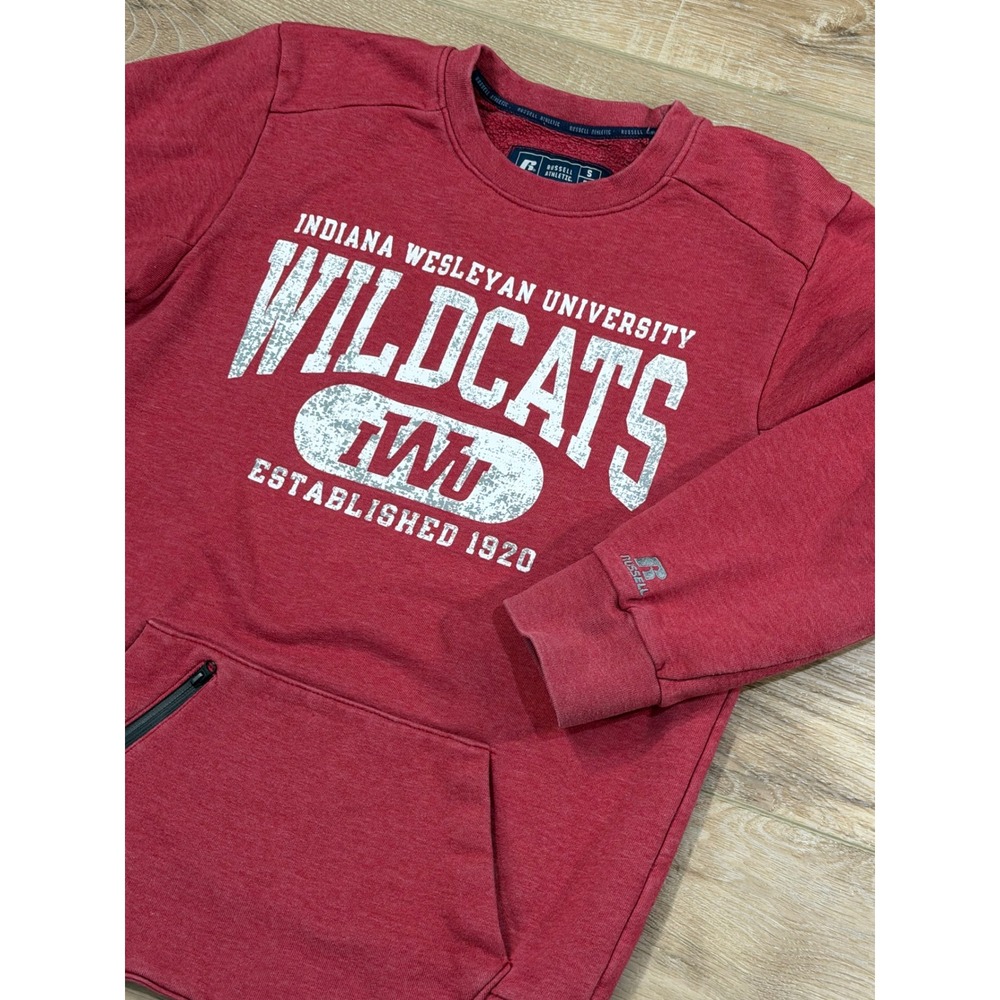 Russell Athletic Indiana Wesleyan University Wildcats Sweatshirt Red Small VTG‎